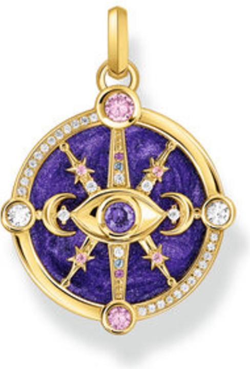 Actual product image Thomas Sabo Pendant eye with cosmic details and coloured stones silver gold plated (Enamel, 925 silver)