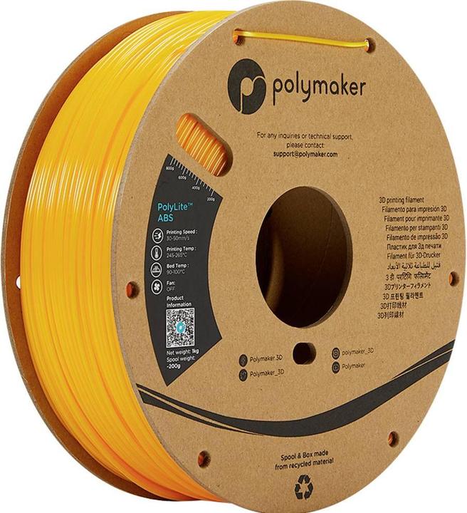 Produktbild Polymaker PE01016 PolyLite Filament ABS geruchsarm 2.85 mm 1000 g Gelb 1 St. (ABS, 2.85 mm, 1000 g, Gelb)