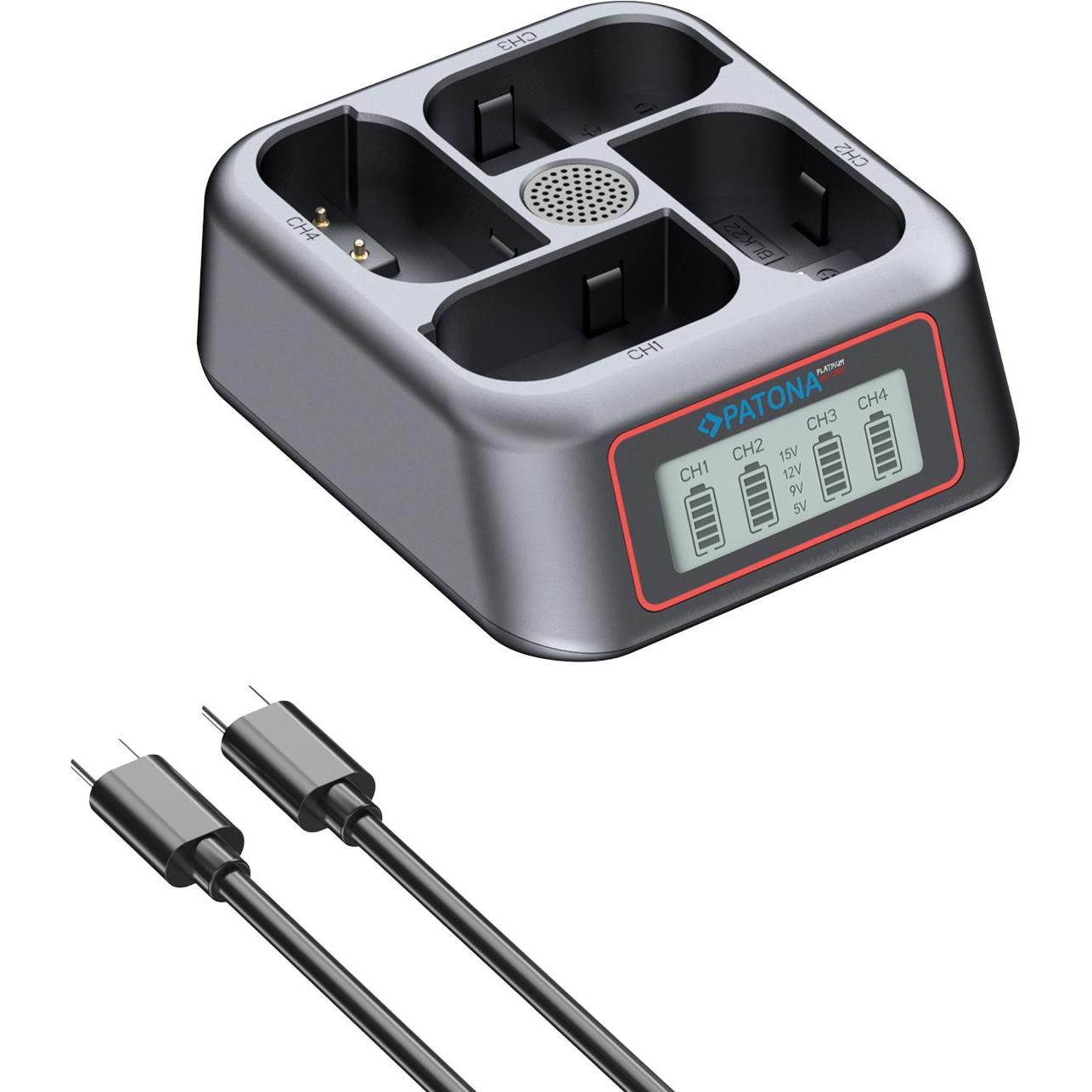 Patona PD 4-Port Fast Charger DMW-BLK22 (Caricabatterie per fotocamere), Alimentatore fotocamera, Nero