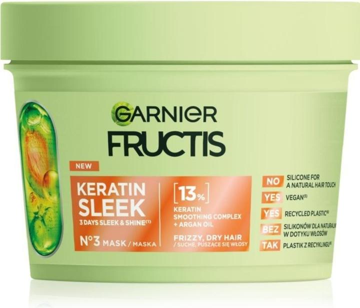 Productafbeelding Garnier Fructis Keratin Sleek Mask maska do włosów 370ml (370 ml)