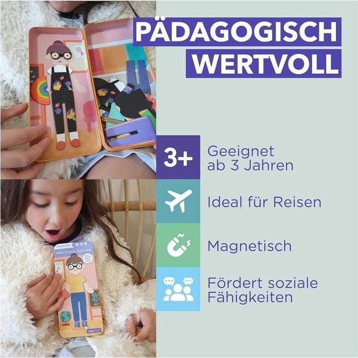 Produktbild mierEdu Magnetspiel Box Dress Up - Lehrer zum Verkleiden I Fördert Motorik + Fantasie I Ideal für zu Hause (32 Teile)