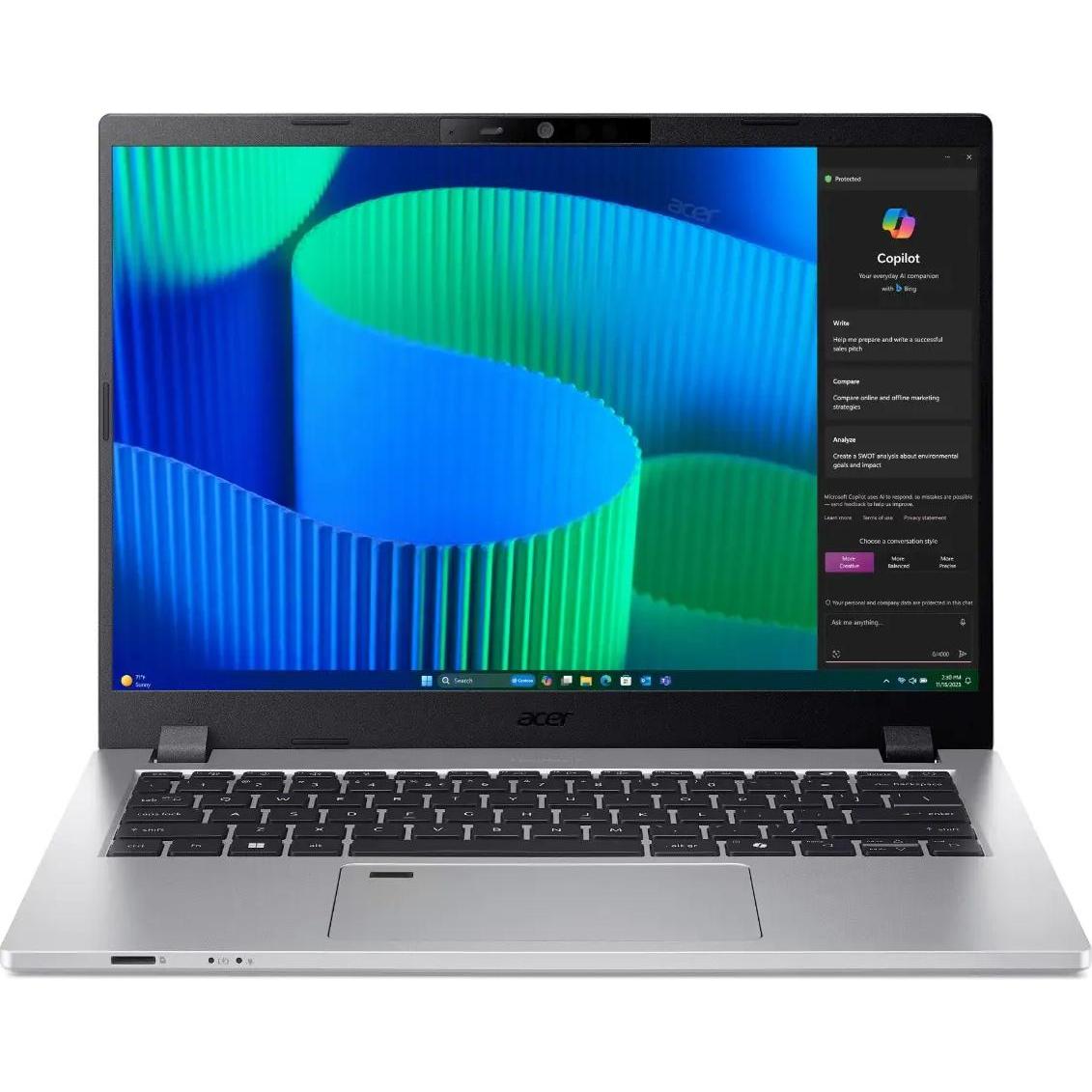 Acer NB TM P2 TMP214-56-TCO-7000 14 i7 W11P (14", Intel Core 7 150U, 16 GB, 512 GB, DE), Notebook, Silber