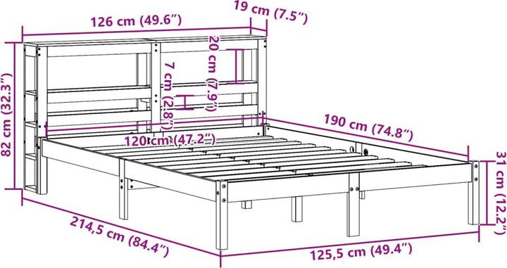 Produktbild vidaXL Bettgestell (120 x 190 cm)