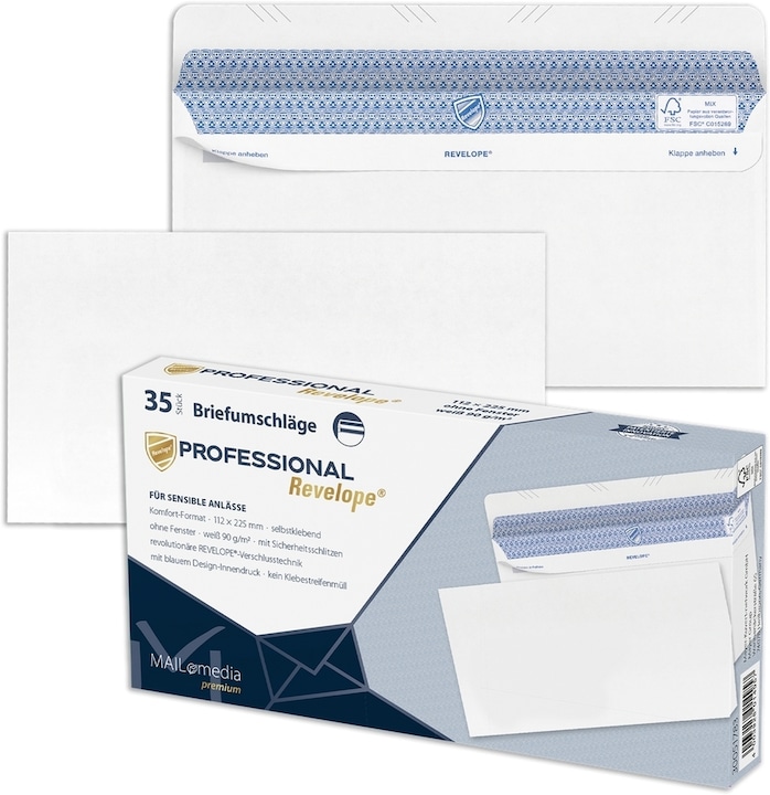 Actual product image Mailmedia Envelopes Professional Format: 112 x 225 mm, without window (35 x)