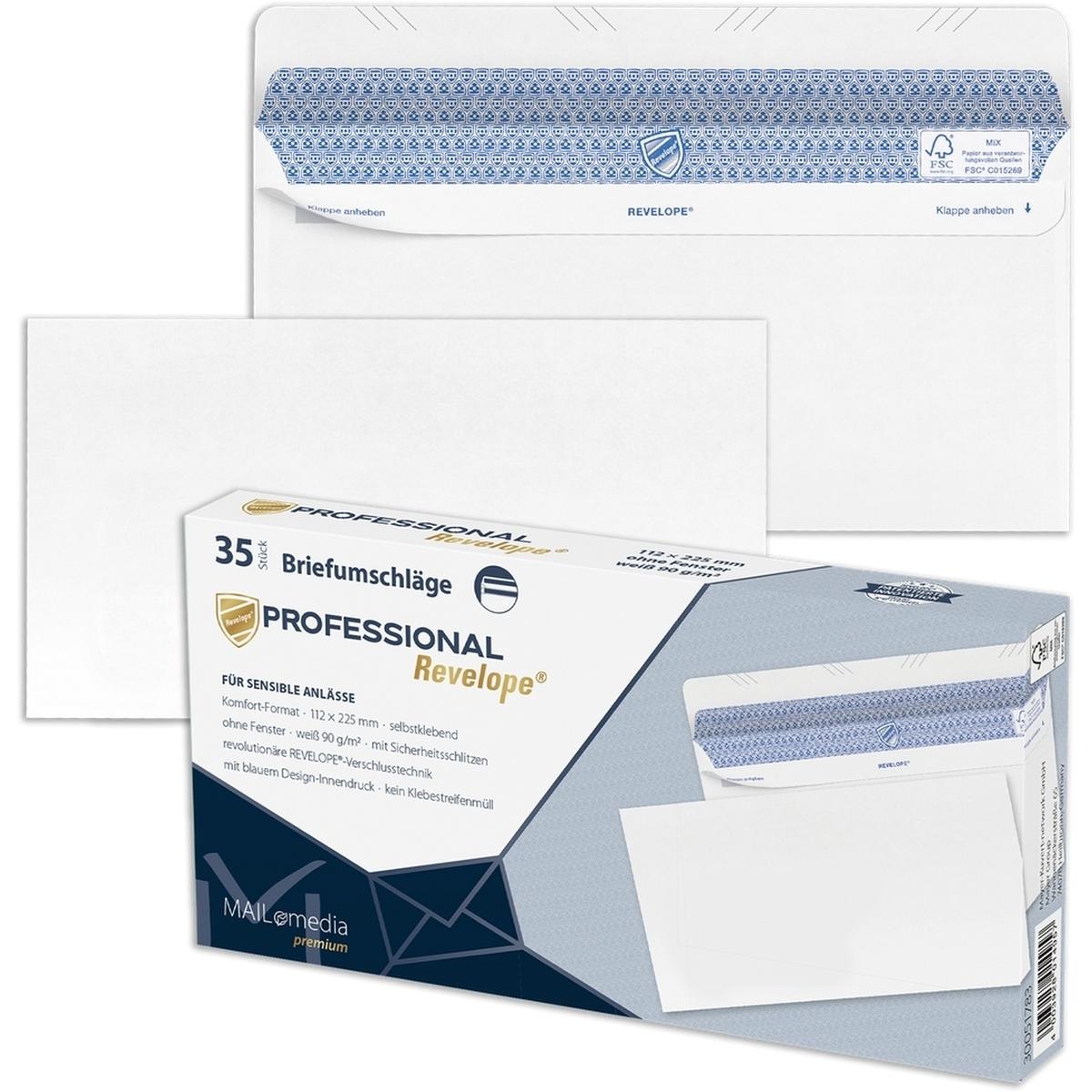 Mailmedia, Briefumschlag, Briefumschläge Professional Format: 112 x 225 mm, ohne Fenster (35 x)
