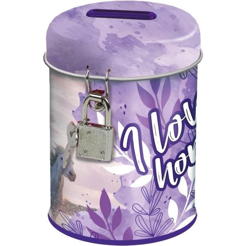 Derform, Salvadanaio, Sparschwein mit Vorhängeschloss Pferde