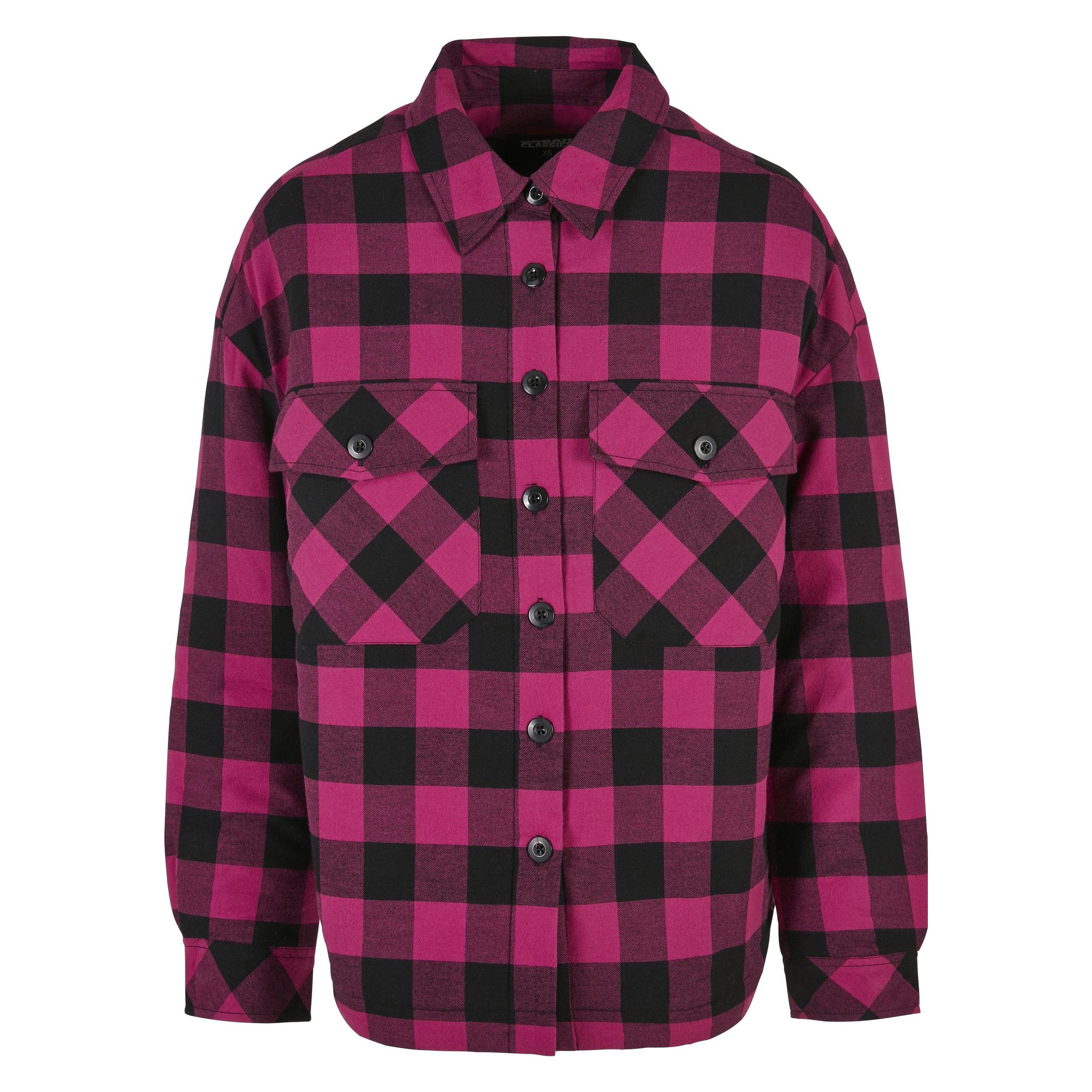 Urban Classics, Damen, Hemden, Gepolstertes Überhemd Aus Flanell, Damen, Mehrfarbig, Violett, (M)