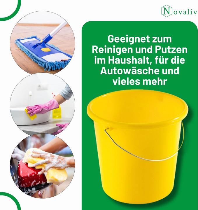 Produktbild Novaliv 10 Stück Eimer 10L Gelb mit Masseinteilung - Putzeimer 10 Liter? 28,5 cm Praktischer Allroun (10 Stk.)