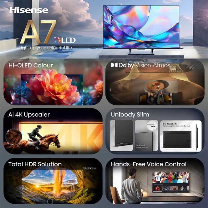 Actual product image Hisense 65A7DS sw QLED TV UHD,Multituner,Smart,DolbyVision,HDR10+ (65", LED, QLED, 4K, 2026, EN)