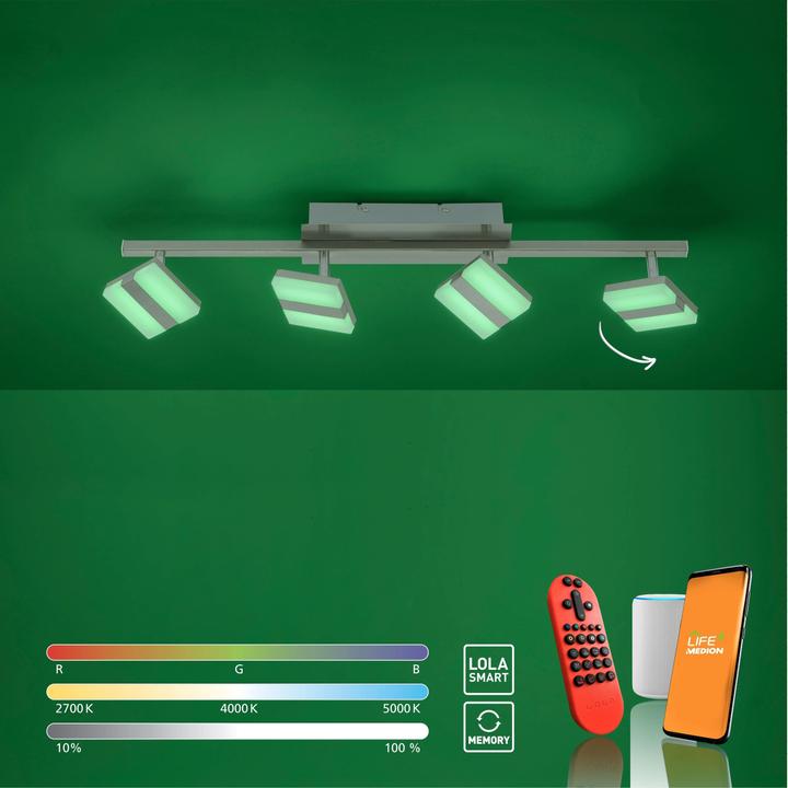 Produktbild Leuchten Direkt LED-Deckenleuchte 12084-55 stahlfarbig, 18 W, 2240 lm, CCT, RGB, Smart Home (2240 lm)