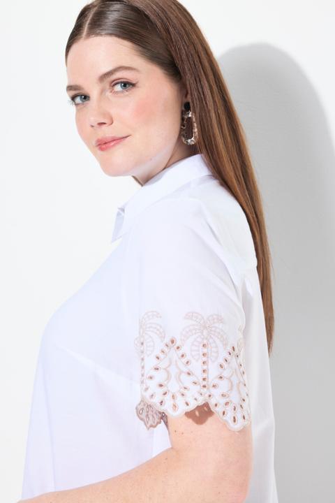Immagine prodotto Ulla Popken Maglia in cotone biologico con palme, collo da camicia e mezze maniche (58)