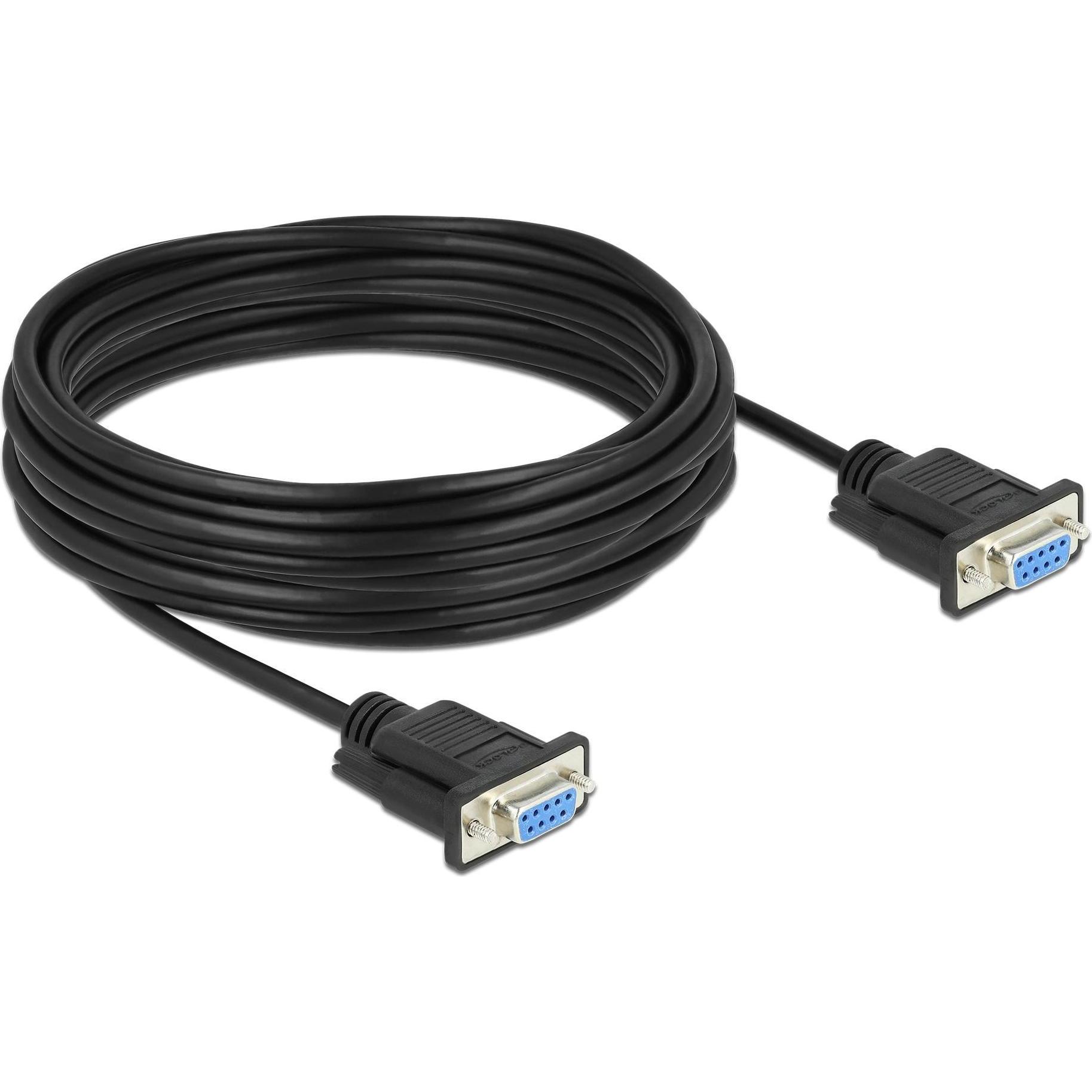 Thumbnail - Delock Seriell Kabel RS-232 D-Sub 9 Buchse zu Buchse Nullmodem mit schmalem Steckergehäuse (10 m), Schnittstellenkabel