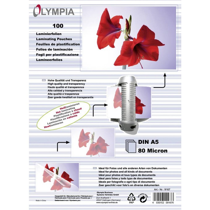 Productafbeelding Olympia Lamineerfolies (A5, 100 Stuk, 80 µm)