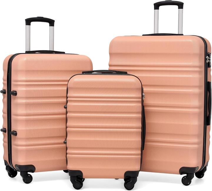 Coolife 3-teiliges Hartschalen-Koffer-Set mit TSA-Schloss und Rollen (38 l)