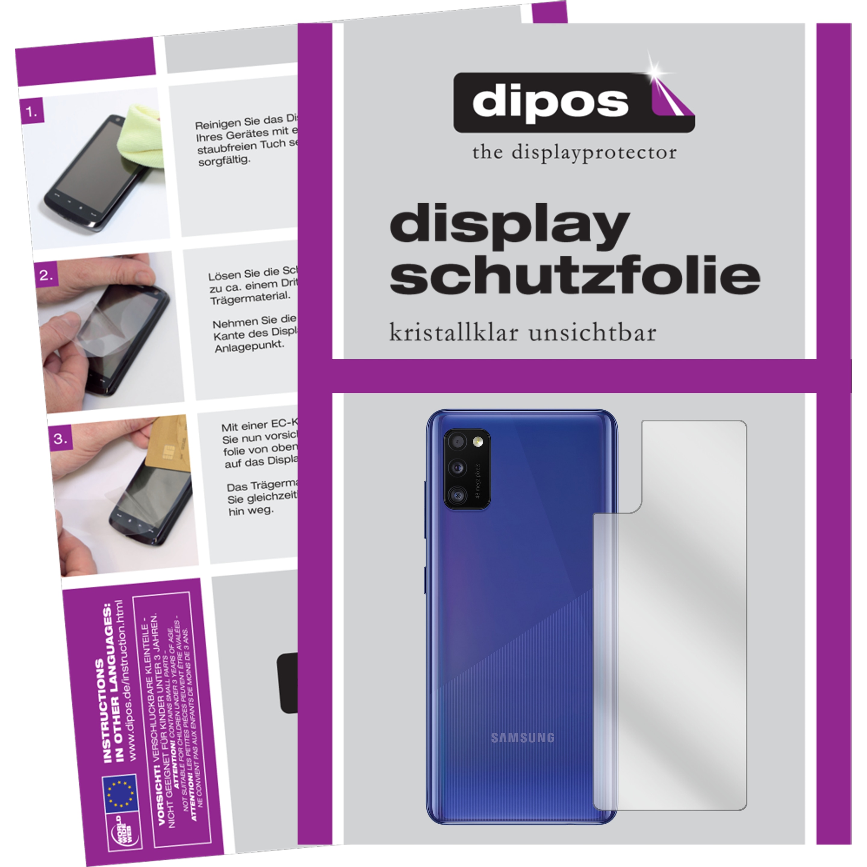 Dipos Displayschutzfolie Crystalclear (6 Stück, Samsung Galaxy A41), Smartphone Schutzfolie, Transparent