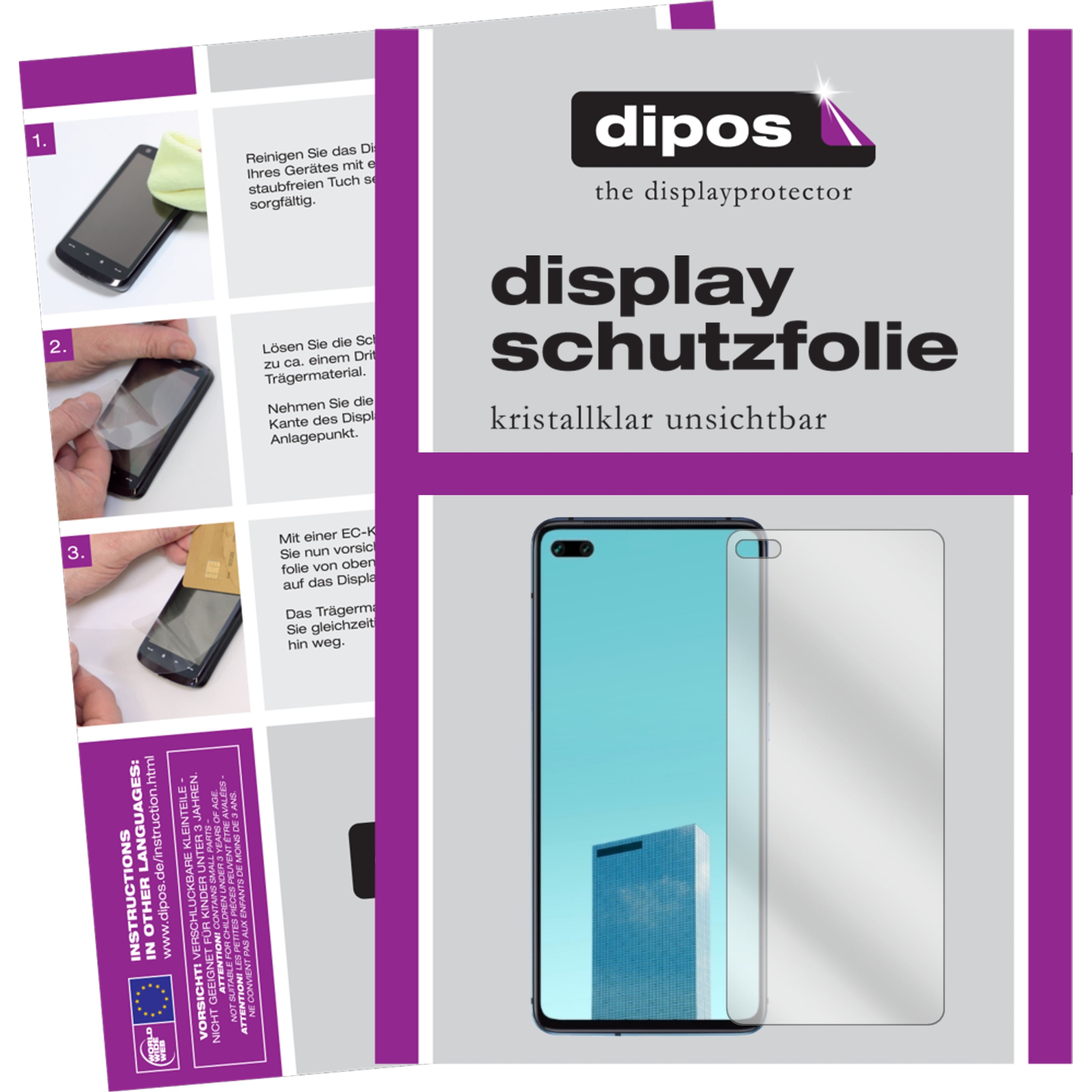 Dipos Displayschutzfolie Crystalclear (1 Stück, Oppo A92s), Smartphone Schutzfolie, Transparent