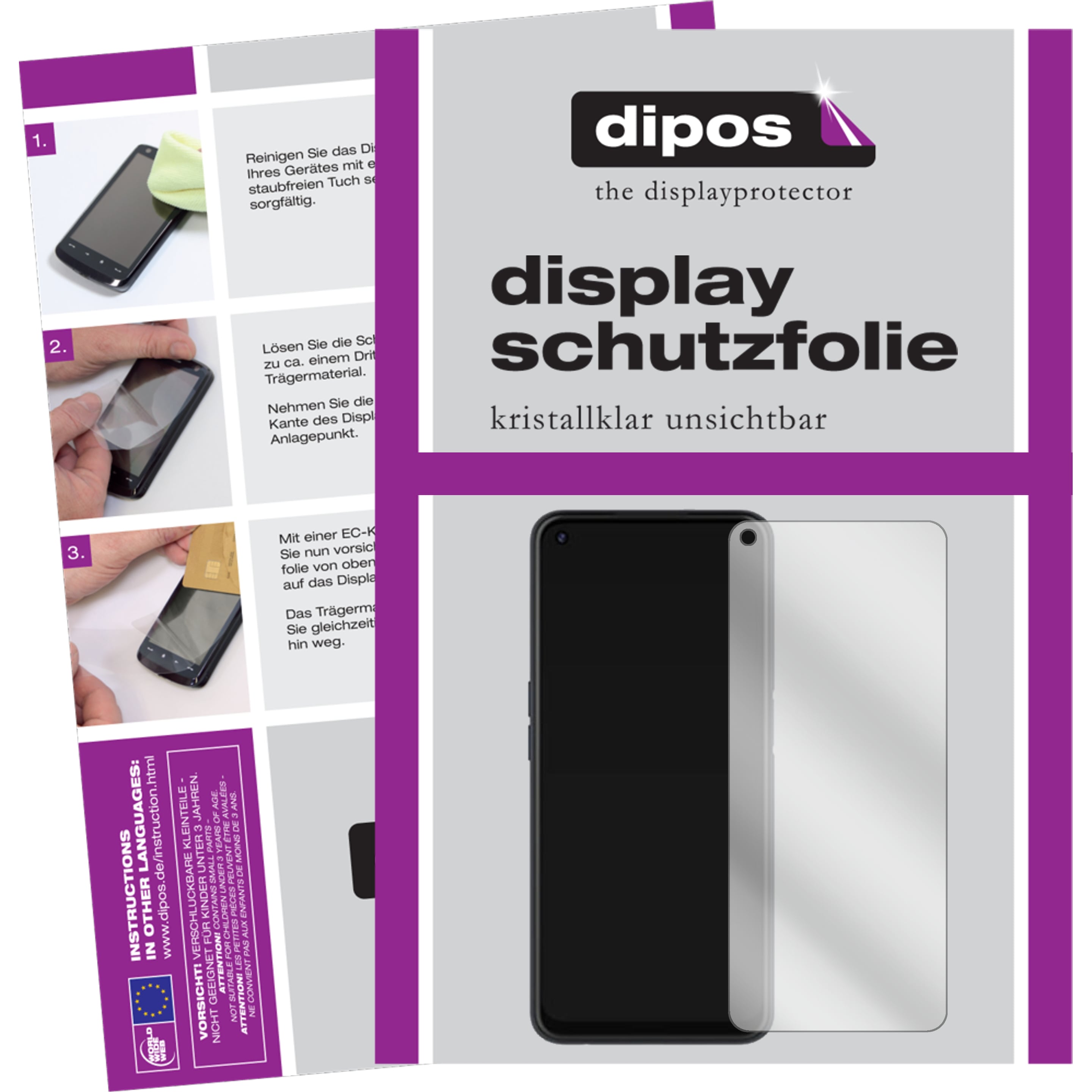 Dipos Displayschutzfolie Crystalclear (4 Stück, Oppo A72), Smartphone Schutzfolie, Transparent