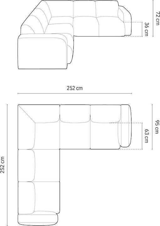 Actual product image Micadoni Symmetrical Corner Sofa, "Molino", 5 Seats, 252x252x75 Made in Europe (Corner sofa)