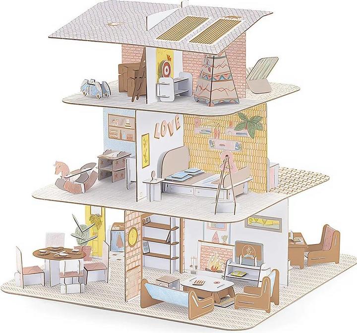 Actual product image Djeco 3D Bau- & Malset Puppenhaus