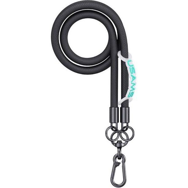 Usams Uniwersalna smycz do telefonu 1,2m czarny/black ZB282GS01 (US-ZB282), Handykette, Schwarz