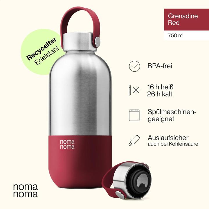 Actual product image noma noma Trinkflasche Edelstahl auslaufsicher 750ml Grenadine Red (0.75 l)