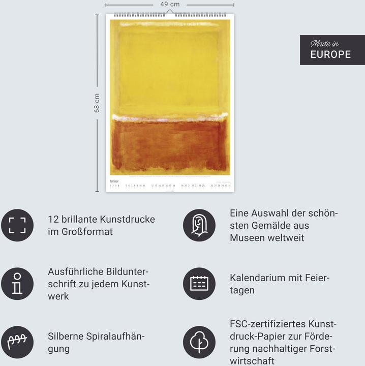 Produktbild Mark Rothko Kalender 2026 (49 x 68 cm, Deutsch, Englisch)