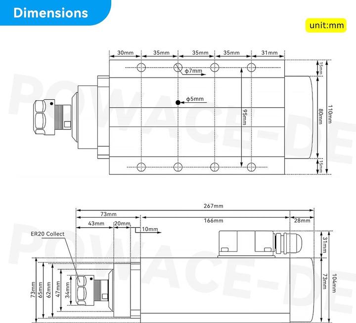 Produktbild Rattmmotor CNC Spindelmotor Luftkühlung