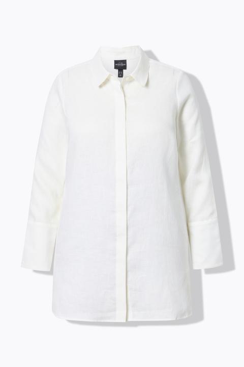 Actual product image Ulla Popken Linen Long Sleeve Button Down Blouse (54)