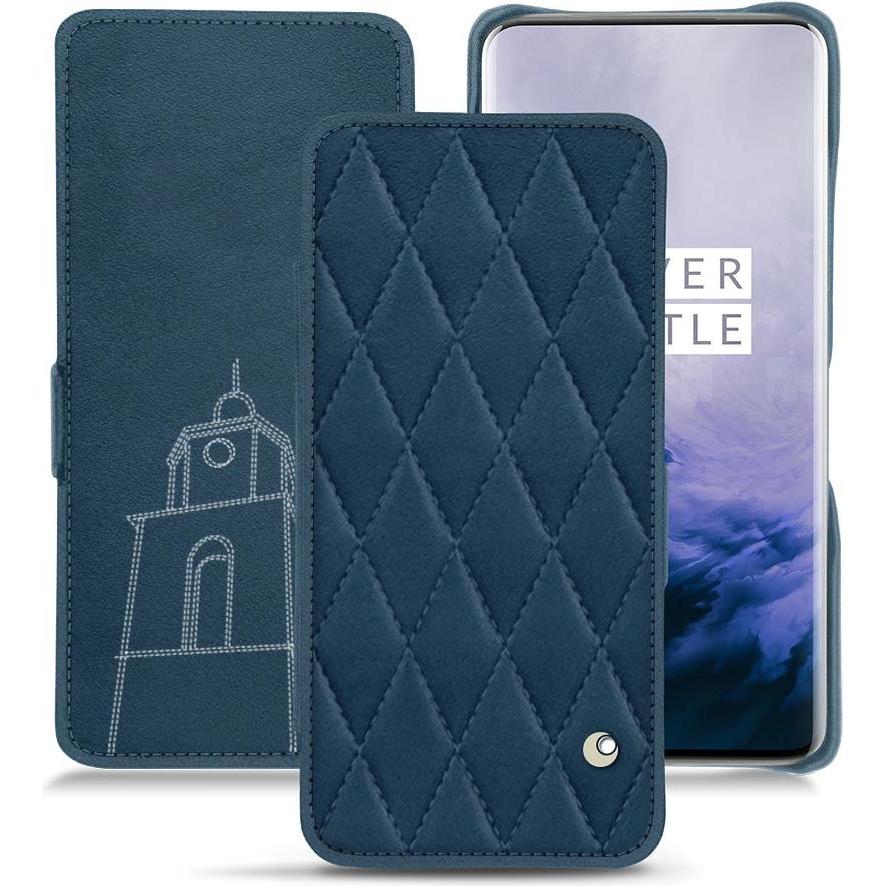 Noreve Lederschutzhülle horizontal (OnePlus 7 Pro), Smartphone Hülle, Blau