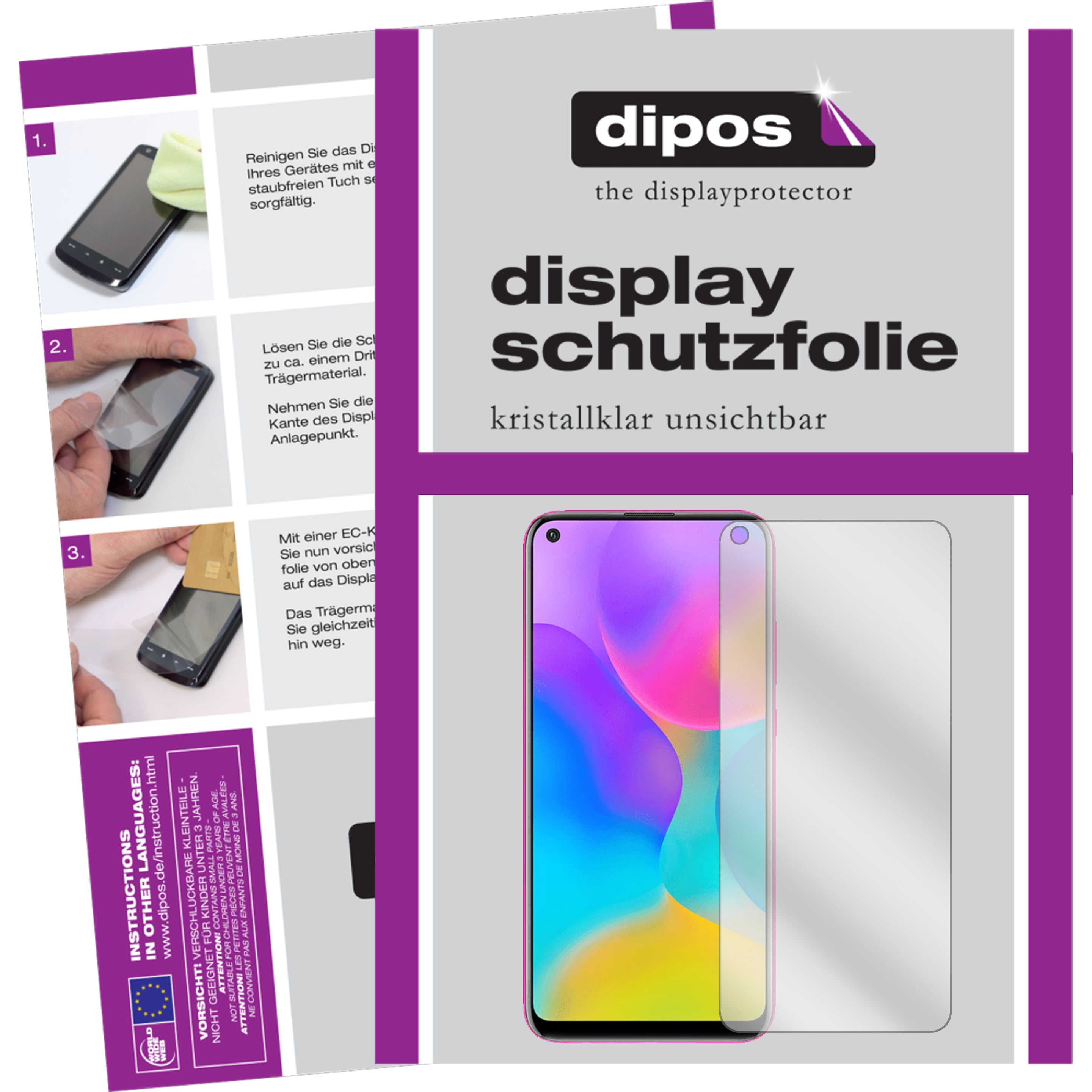 Dipos Displayschutzfolie Crystalclear (6 Stück, Huawei Enjoy 10), Smartphone Schutzfolie, Transparent