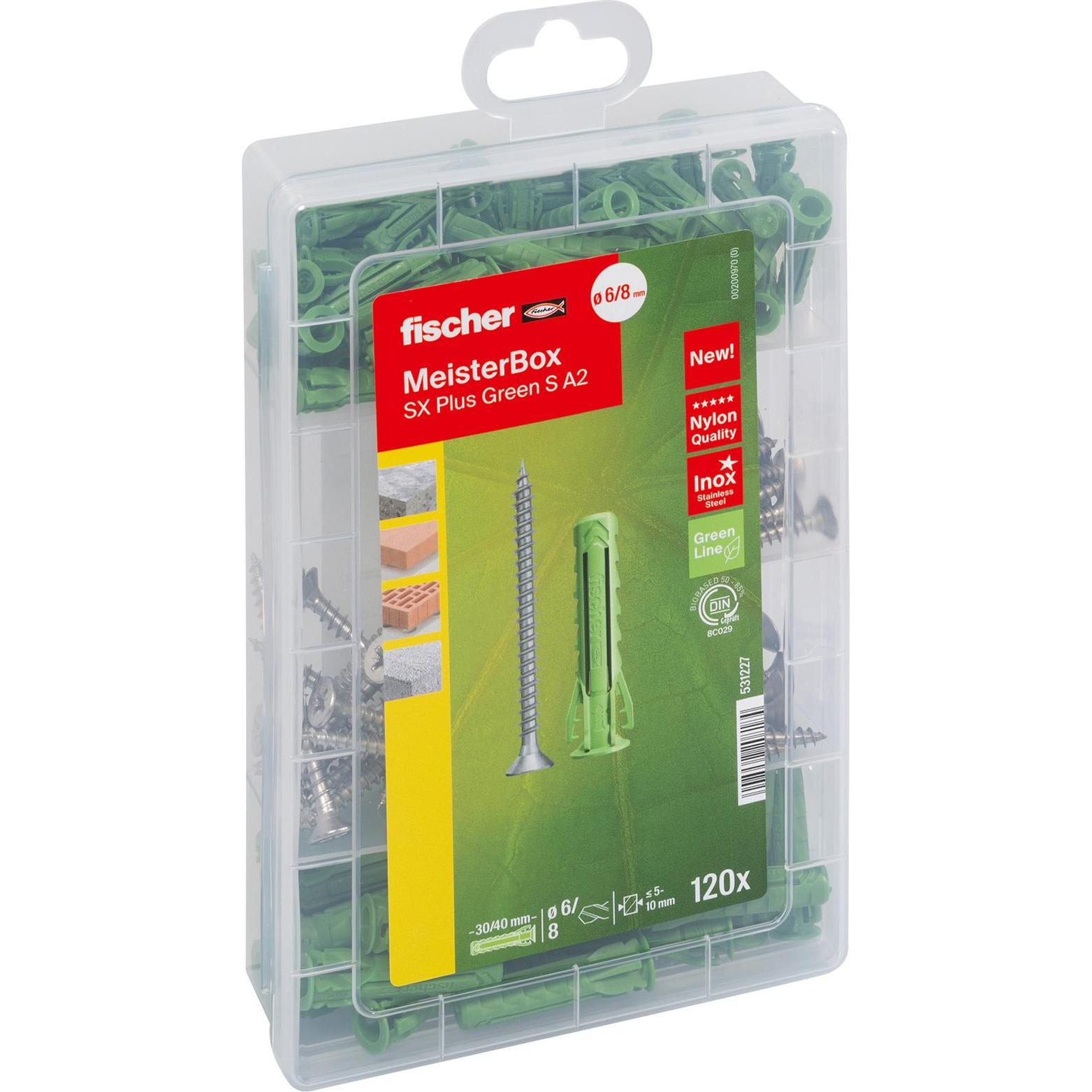 Fischer, Dübel, MeisterBox GreenLine SX Plus+S A2 (120) (80 Stk.)
