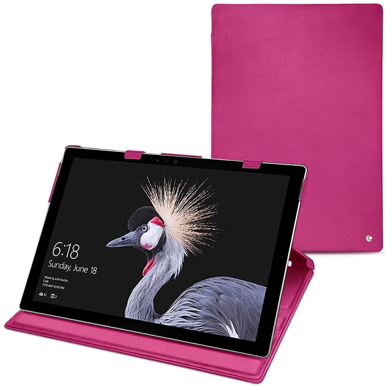 Noreve Lederschutzhülle vertikal (Surface Pro (2017)), Tablet Hülle, Rosa