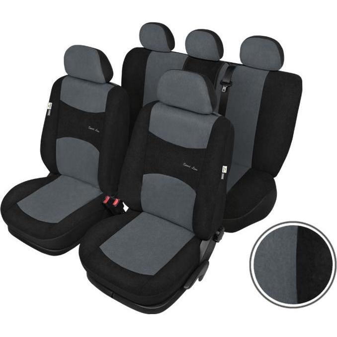 Sixtol, Coprisedili auto, Copriauto SPORT LINE+ standard, grigio-nero - Garanzia di 3 anni