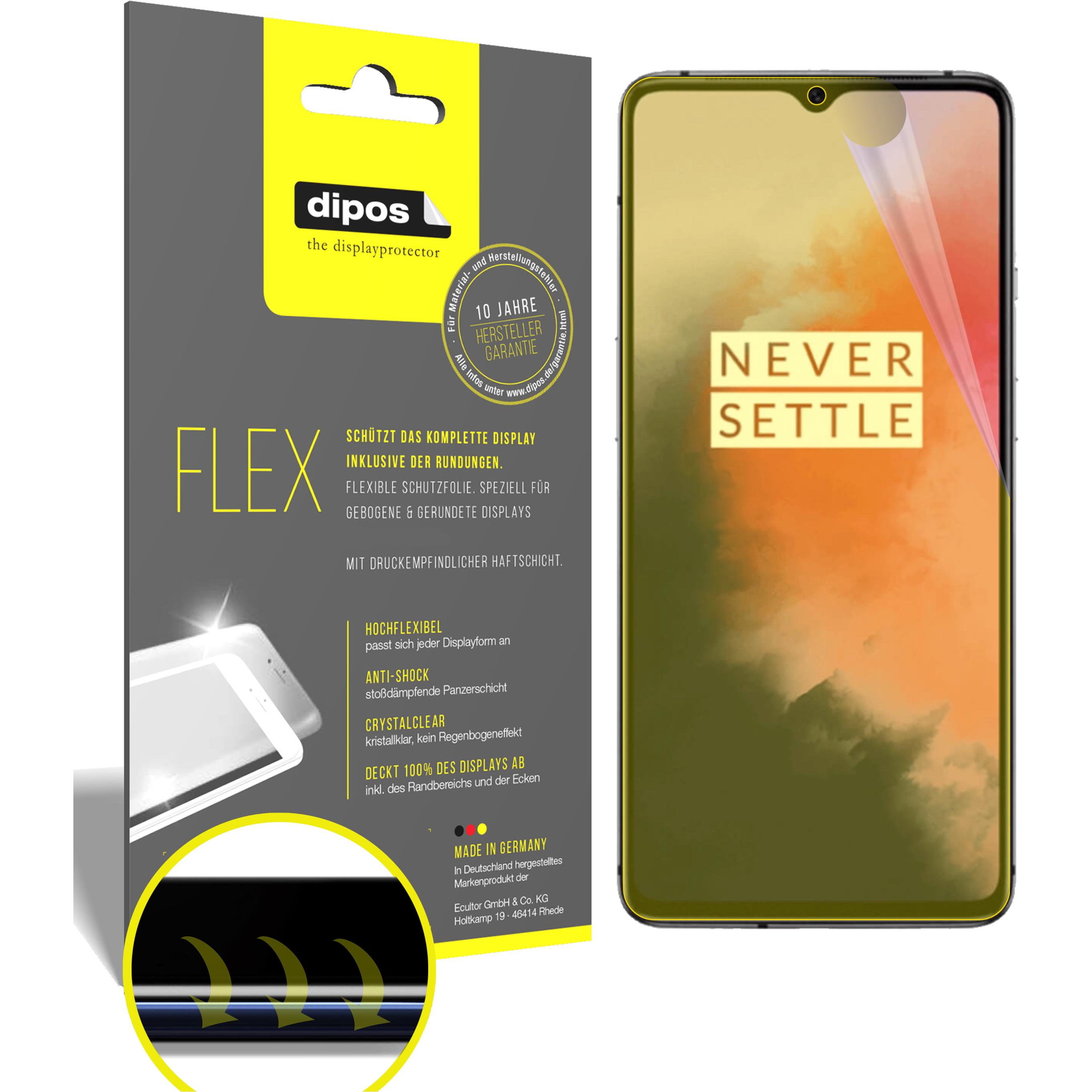 Dipos Displayschutzfolie Full-Cover 3D (2 Stück, OnePlus 7T), Smartphone Schutzfolie, Transparent