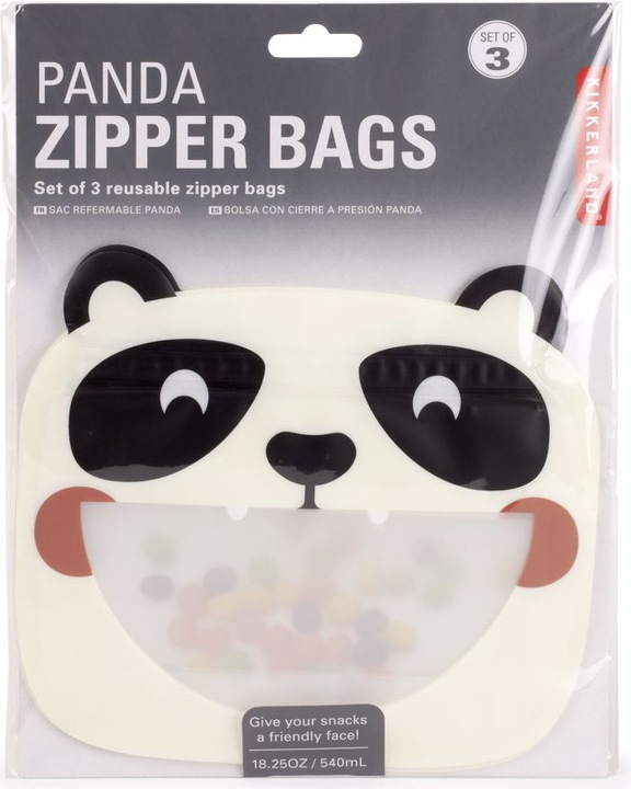 Produktbild Kikkerland Panda Zipper Bag (3 x)