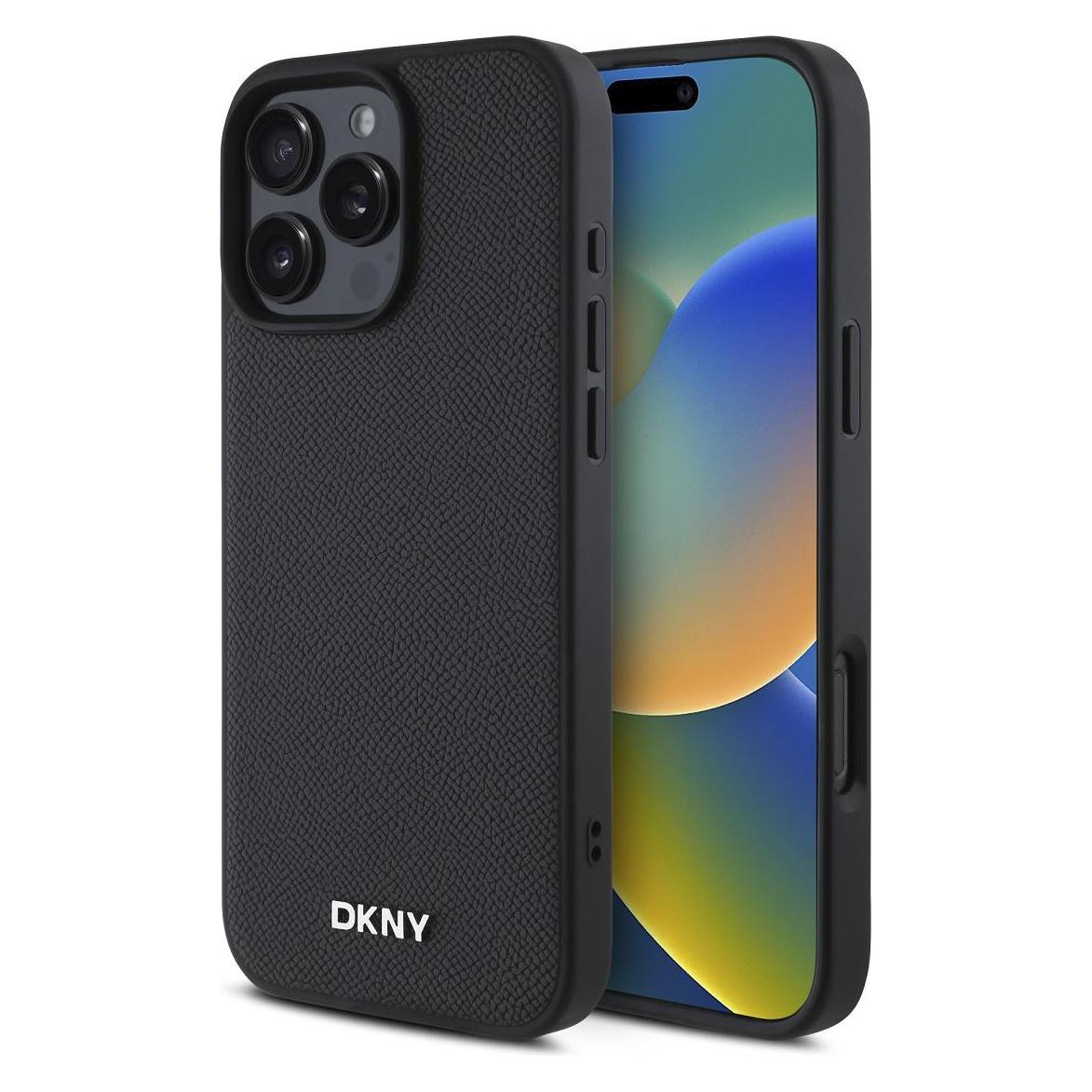 Dkny Silver Metal Case (Apple IPhone 16 Pro), Smartphone Hülle, Schwarz