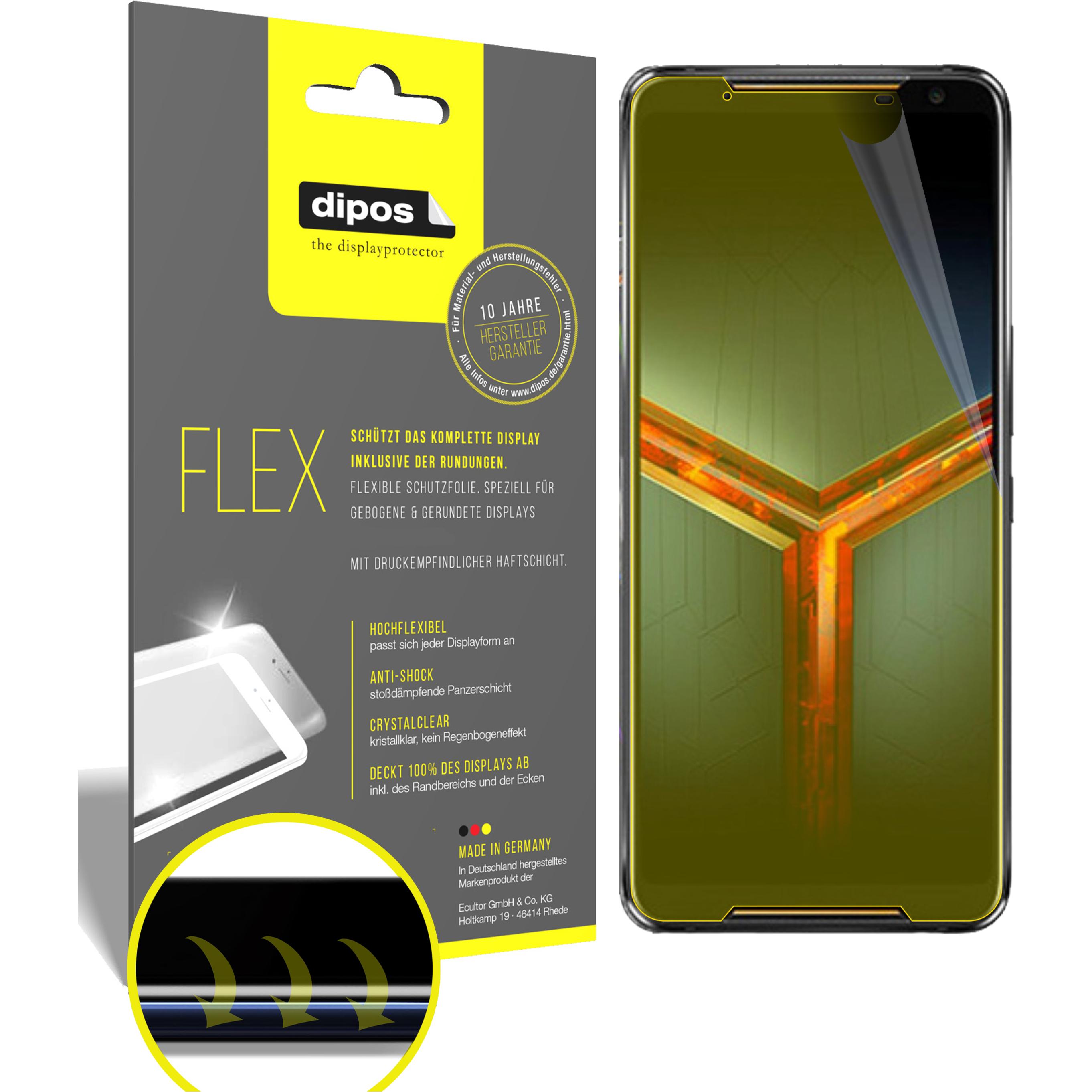 Dipos Displayschutzfolie Full-Cover 3D (2 Stück, Asus ROG Phone II), Smartphone Schutzfolie, Transparent