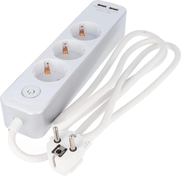 Immagine prodotto Goobay Presa di corrente a 3 pieghe con interruttore e 2 porte USB, z (2 x, CEE 7/7, 1.50 m)