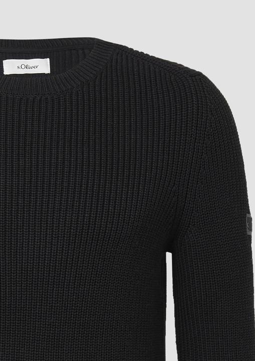 Produktbild s.Oliver Strickpullover Strukturierter Baumwoll-Pullover mit Label-Patch (S)
