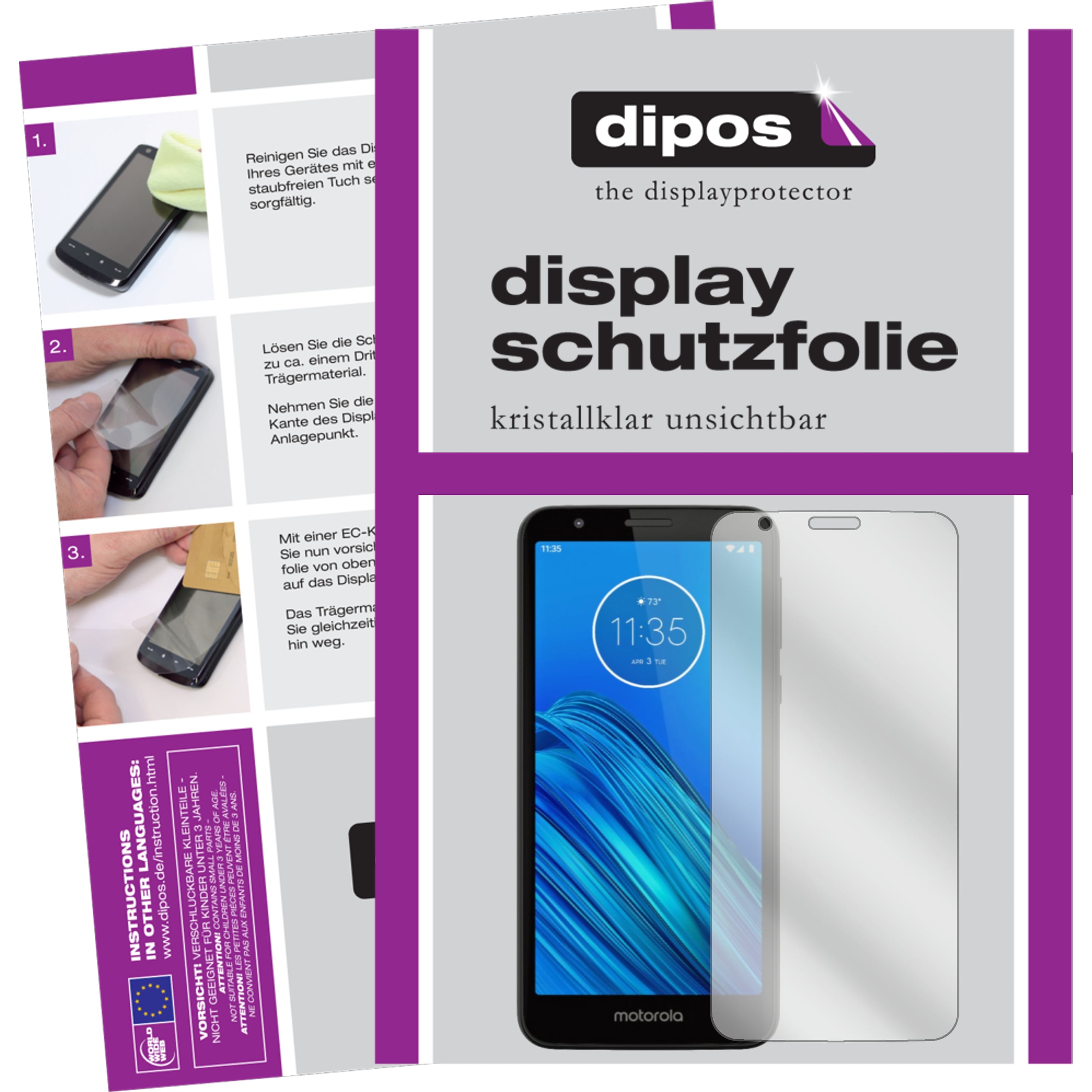 Dipos Displayschutzfolie Crystalclear (5 Stück, Motorola Moto E6), Smartphone Schutzfolie, Transparent