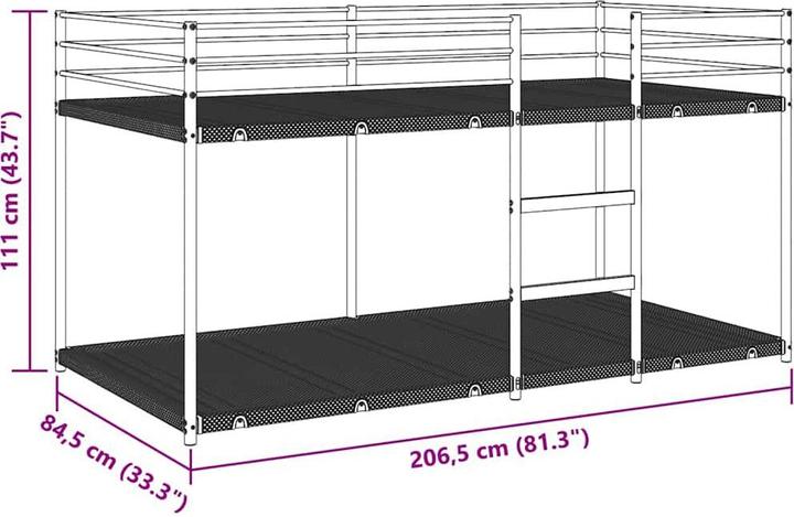 Produktbild vidaXL Etagenbett ohne Matratze Schwarz 80x200 cm Stahl (80 x 200 cm)