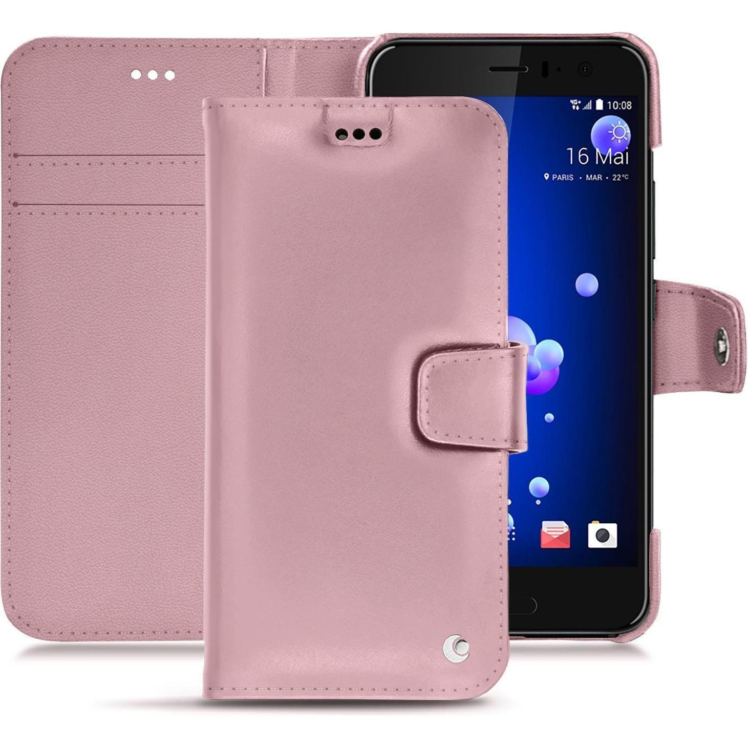 Noreve Lederschutzhülle Wallet (HTC U11), Smartphone Hülle, Rosa