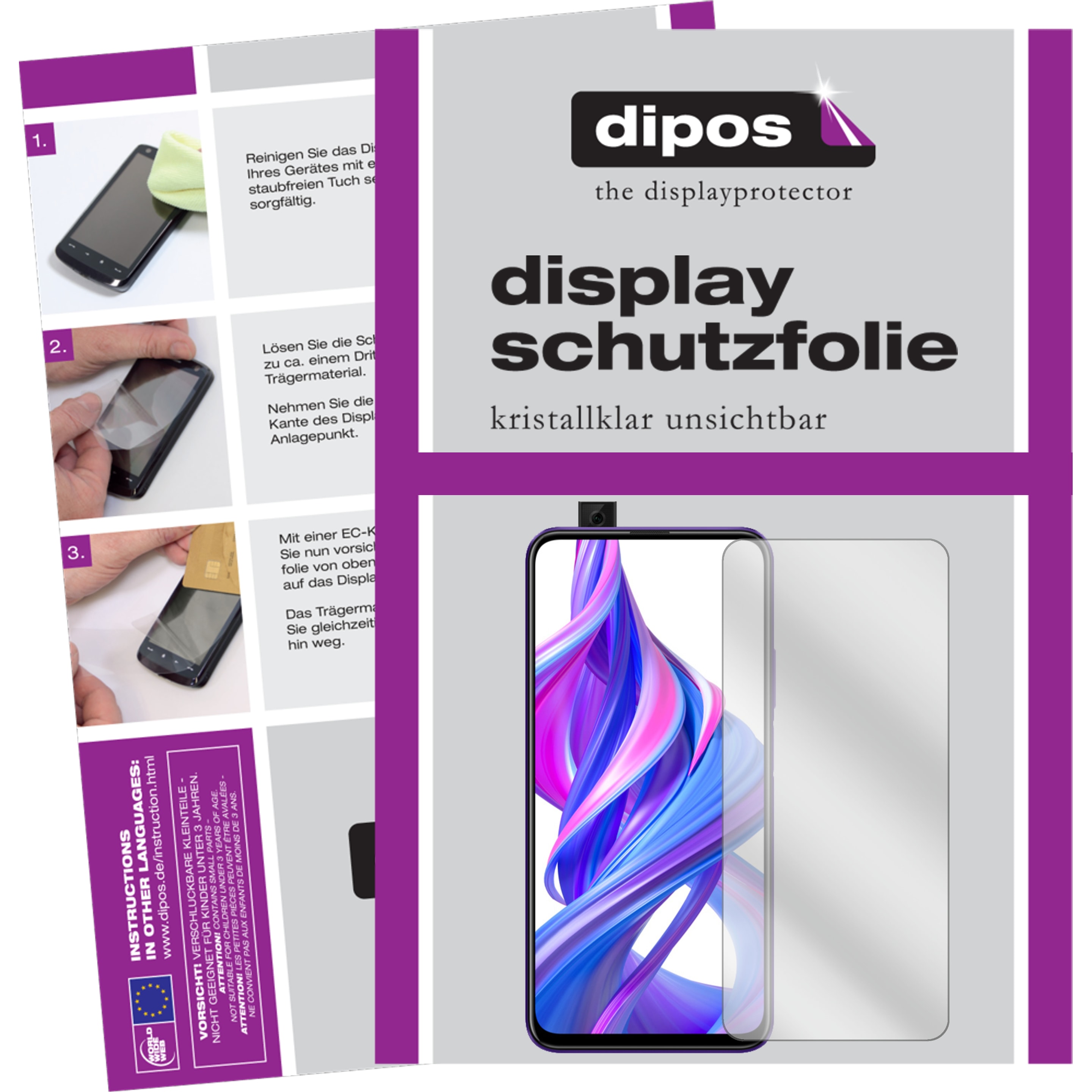 Dipos Displayschutzfolie Crystalclear (6 Stück, Honor 9X), Smartphone Schutzfolie, Transparent