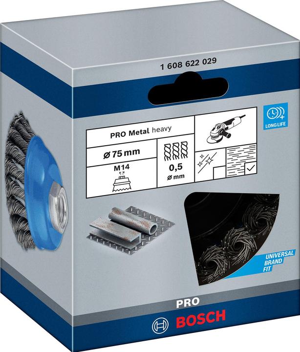 Produktbild Bosch Professional Zubehör PRO Metal heavy Topfbürste, 75 x 0,5 mm, Gewinde