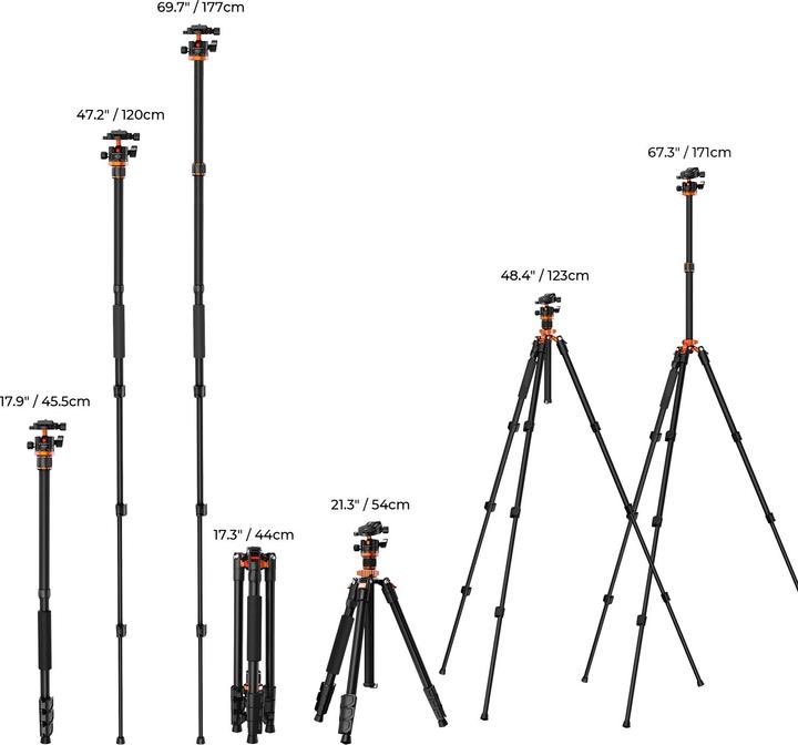 Actual product image K&F Concept K254A3+BH-28L Magnesium Aluminum Alloy Tripod (Metal)