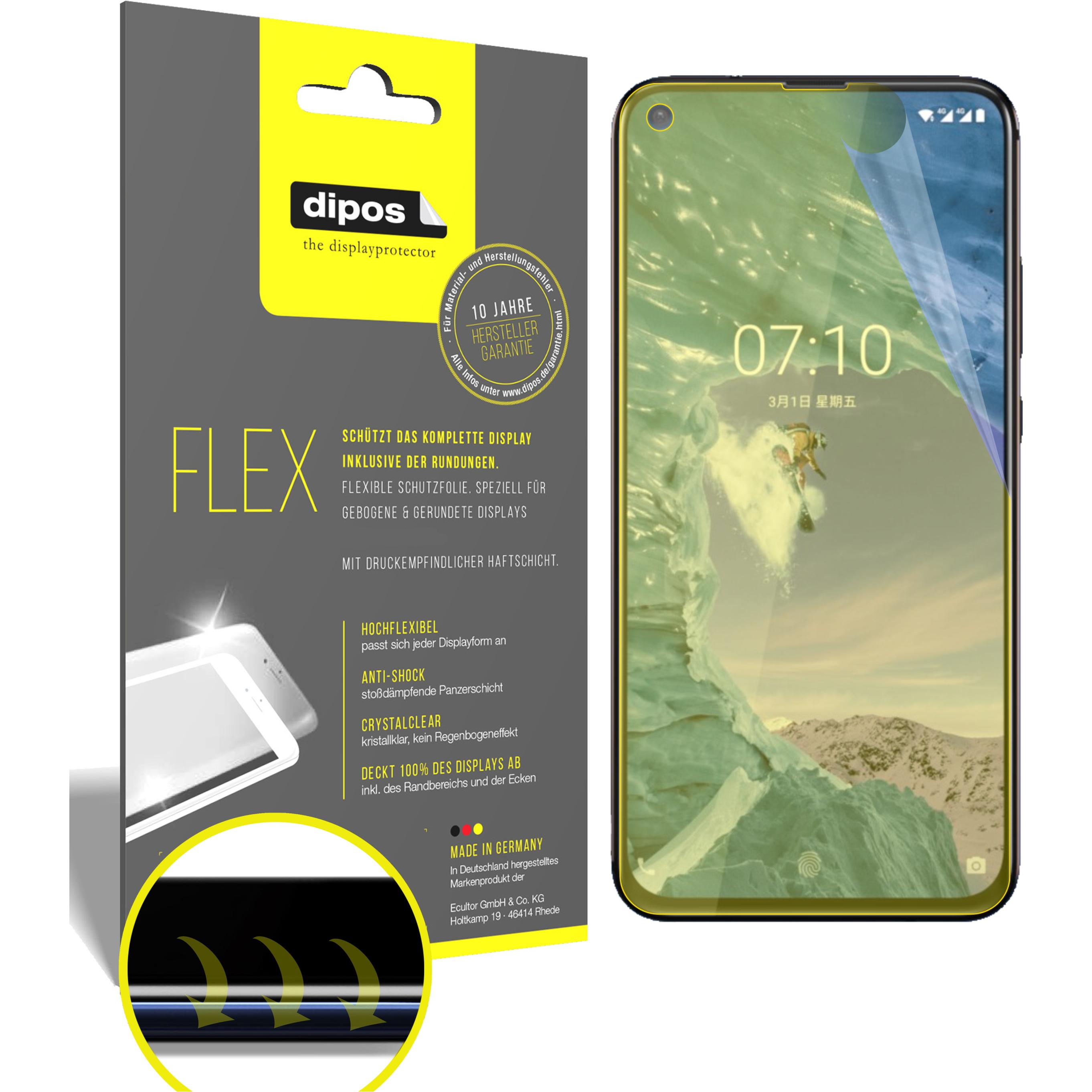 Dipos Displayschutzfolie Full-Cover 3D (2 Stück, Nokia 8.1 Plus), Smartphone Schutzfolie, Transparent