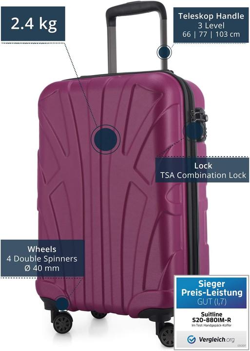Image du produit Suitline Handgepäck Hartschalen-Koffer (34 l, Bagage à main (jusqu'à 50l))
