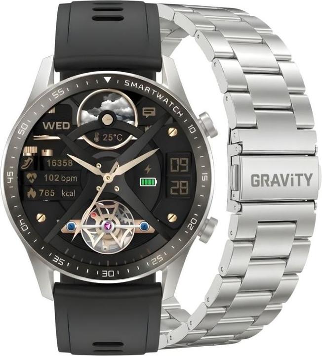 Actual product image Gravity Smartwatch Srebrny Bransoleta + Pasek GT10-6 (46 mm)