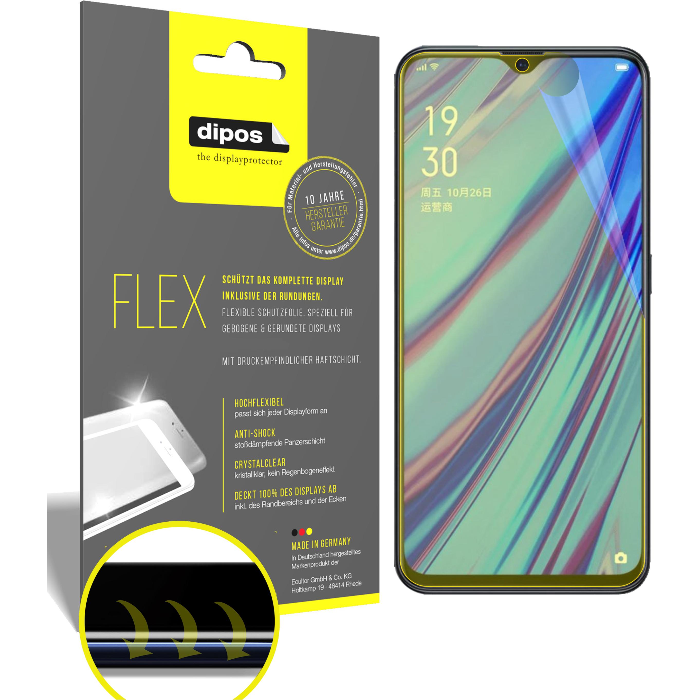 Dipos Displayschutzfolie Full-Cover 3D (3 Stück, Oppo A9X), Smartphone Schutzfolie, Transparent