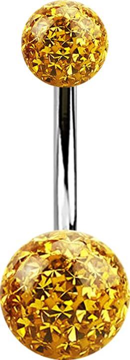 Image du produit Star Piercing Banane argentée avec deux boules de cristal topaze époxy de protection (sans laiton, Titane)